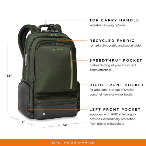 Briggs & Riley HTA Medium Multi-Pocket Backpack-Black